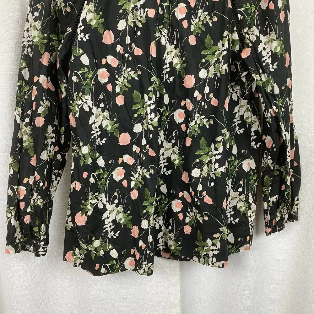 J.Crew x Liberty of London Black Floral Poppy Dream Peasant Blouse Sz.S
